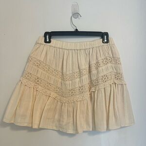 Cream Lace-Trimmed Women's Skirt
